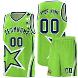 Custom Neon Green Shoulder Stars Graffiti Pattern Sets Basketball Jersey