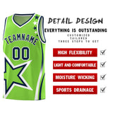 Custom Neon Green Shoulder Stars Graffiti Pattern Sets Basketball Jersey