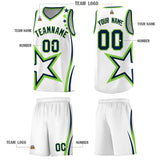Custom White Shoulder Stars Graffiti Pattern Sets Basketball Jersey