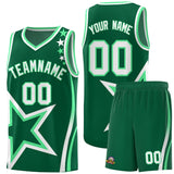 Custom Green Shoulder Stars Graffiti Pattern Sets Basketball Jersey