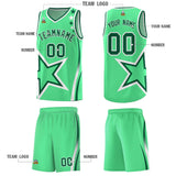 Custom Green Shoulder Stars Graffiti Pattern Sets Basketball Jersey