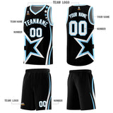 Custom Black Shoulder Stars Graffiti Pattern Sets Basketball Jersey