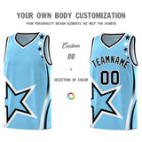 Custom Light Blue Shoulder Stars Graffiti Pattern Sets Basketball Jersey
