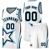 Custom White Shoulder Stars Graffiti Pattern Sets Basketball Jersey