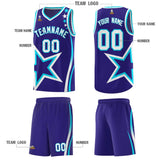 Custom Navy Shoulder Stars Graffiti Pattern Sets Basketball Jersey