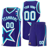Custom Navy Shoulder Stars Graffiti Pattern Sets Basketball Jersey