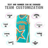 Custom Aqua Shoulder Stars Graffiti Pattern Sets Basketball Jersey