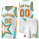 Custom White Shoulder Stars Graffiti Pattern Sets Basketball Jersey