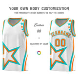 Custom White Shoulder Stars Graffiti Pattern Sets Basketball Jersey