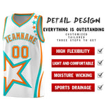 Custom White Shoulder Stars Graffiti Pattern Sets Basketball Jersey