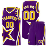 Custom Purple Shoulder Stars Graffiti Pattern Sets Basketball Jersey