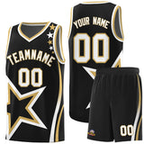 Custom Black Shoulder Stars Graffiti Pattern Sets Basketball Jersey