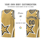 Custom Old Gold Shoulder Stars Graffiti Pattern Sets Basketball Jersey