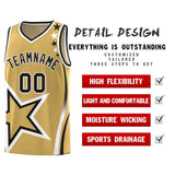 Custom Old Gold Shoulder Stars Graffiti Pattern Sets Basketball Jersey