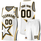 Custom White Shoulder Stars Graffiti Pattern Sets Basketball Jersey