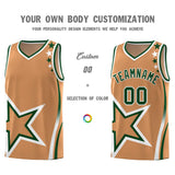 Custom Light Brown Shoulder Stars Graffiti Pattern Sets Basketball Jersey