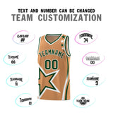 Custom Light Brown Shoulder Stars Graffiti Pattern Sets Basketball Jersey