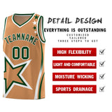 Custom Light Brown Shoulder Stars Graffiti Pattern Sets Basketball Jersey