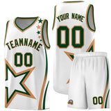 Custom White Shoulder Stars Graffiti Pattern Sets Basketball Jersey