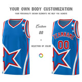Custom Blue Shoulder Stars Graffiti Pattern Sets Basketball Jersey