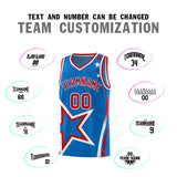 Custom Blue Shoulder Stars Graffiti Pattern Sets Basketball Jersey