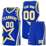Custom Royal Shoulder Stars Graffiti Pattern Sets Basketball Jersey