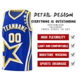 Custom Royal Shoulder Stars Graffiti Pattern Sets Basketball Jersey