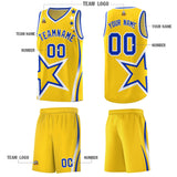 Custom Gold Shoulder Stars Graffiti Pattern Sets Basketball Jersey
