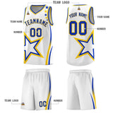 Custom White Shoulder Stars Graffiti Pattern Sets Basketball Jersey