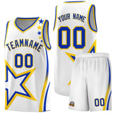 Custom White Shoulder Stars Graffiti Pattern Sets Basketball Jersey