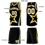 Custom Black Shoulder Stars Graffiti Pattern Sets Basketball Jersey