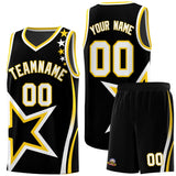 Custom Black Shoulder Stars Graffiti Pattern Sets Basketball Jersey