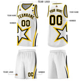Custom White Shoulder Stars Graffiti Pattern Sets Basketball Jersey