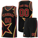 Custom Black Shoulder Stars Graffiti Pattern Sets Basketball Jersey