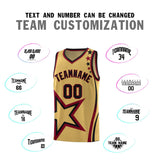 Custom Old Gold Shoulder Stars Graffiti Pattern Sets Basketball Jersey