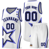 Custom White Shoulder Stars Graffiti Pattern Sets Basketball Jersey
