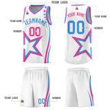 Custom White Shoulder Stars Graffiti Pattern Sets Basketball Jersey