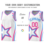 Custom White Shoulder Stars Graffiti Pattern Sets Basketball Jersey