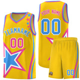 Custom Gold Shoulder Stars Graffiti Pattern Sets Basketball Jersey
