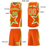 Custom Orange Shoulder Stars Graffiti Pattern Sets Basketball Jersey