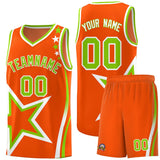 Custom Orange Shoulder Stars Graffiti Pattern Sets Basketball Jersey