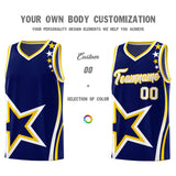 Custom Navy Shoulder Stars Graffiti Pattern Sets Basketball Jersey