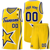 Custom Gold Shoulder Stars Graffiti Pattern Sets Basketball Jersey