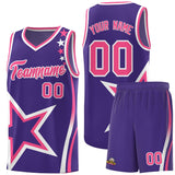 Custom Purple Shoulder Stars Graffiti Pattern Sets Basketball Jersey