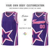 Custom Purple Shoulder Stars Graffiti Pattern Sets Basketball Jersey