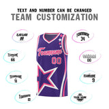 Custom Purple Shoulder Stars Graffiti Pattern Sets Basketball Jersey
