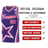 Custom Purple Shoulder Stars Graffiti Pattern Sets Basketball Jersey