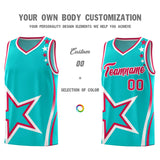 Custom Aqua Shoulder Stars Graffiti Pattern Sets Basketball Jersey