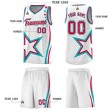 Custom White Shoulder Stars Graffiti Pattern Sets Basketball Jersey