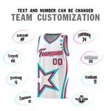 Custom White Shoulder Stars Graffiti Pattern Sets Basketball Jersey